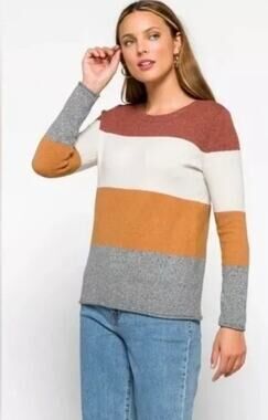 Pinque Gina Crew Neck Color Block Sweater - XL